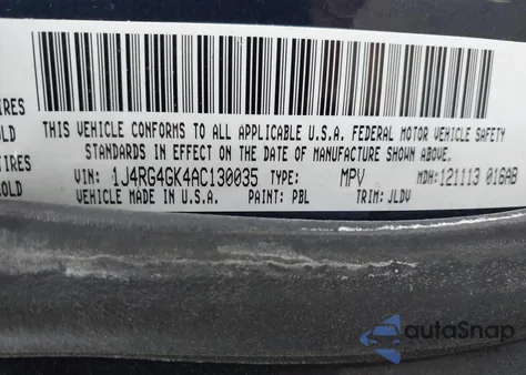 2010 Jeep Commander Sport from USA, damaged, VIN 1J4RG4GK4AC130035